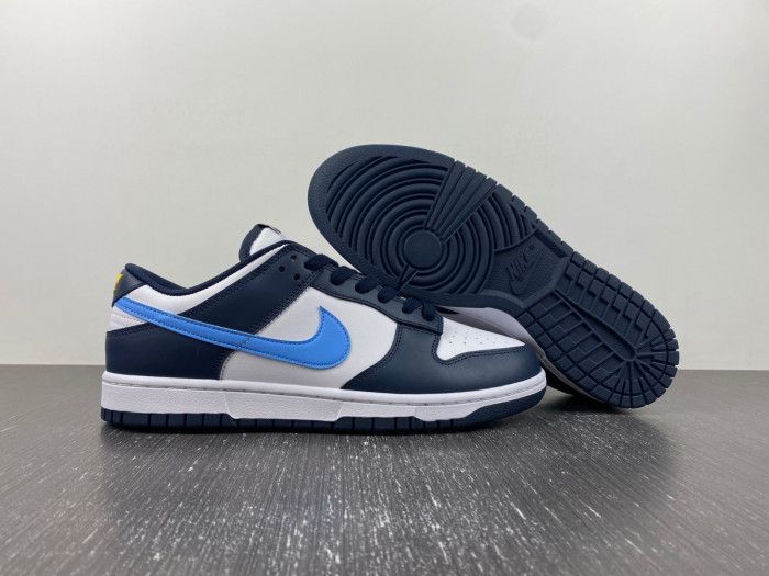 nike dunk low white navy university blue fn7800-400