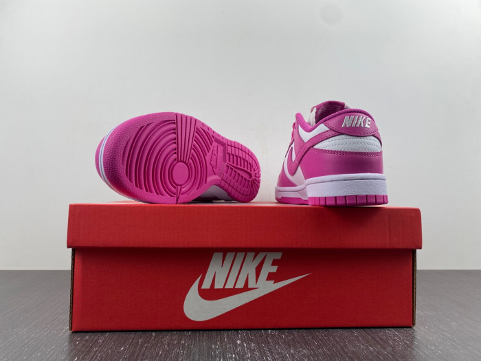 nike dunk low active fuchsia pink white gs fj0704-100