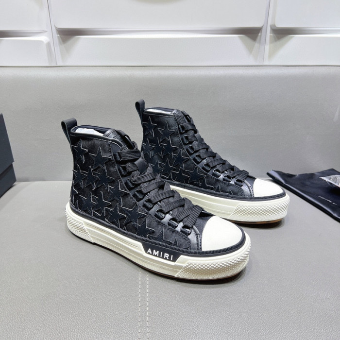 amiri* appliquéd leather and canvas sneakers