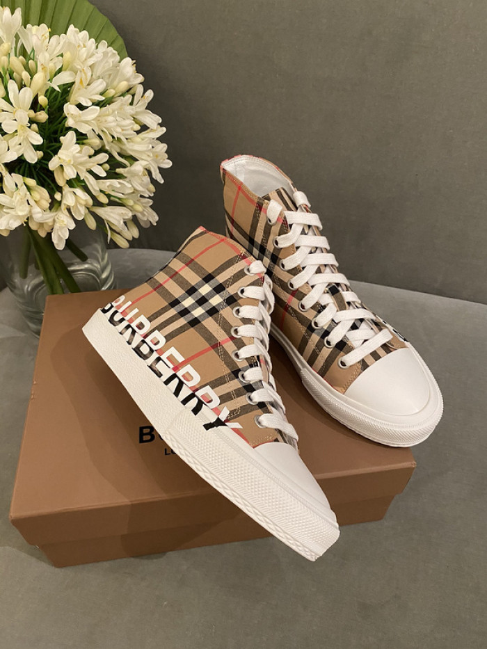 B**rry vintage check cotton high-top sneakers