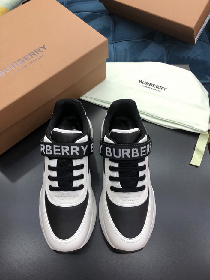 B**rry vintage check, leather and mesh sneakers