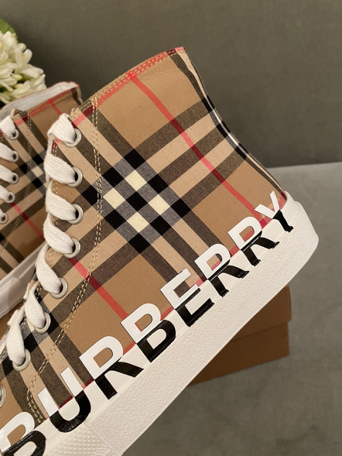 B**rry vintage check cotton high-top sneakers